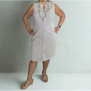 Kate Hill Women's Sleeveless Cotton White Gray Stripe Size 14W